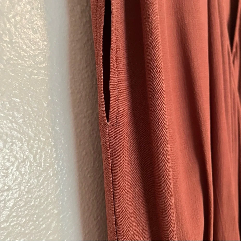 Eileen Fisher -Crepe Ruset Cap Sleeve Drawstring Wide Leg Crop Jumpsuit - Large - Picture 7 of 16